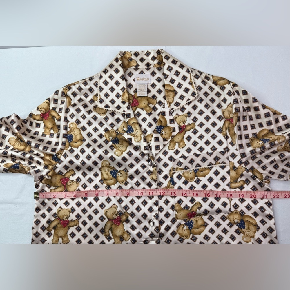 Barbizon Vintage Nightshirt Teddy Bear Theme Long Sleeve Cuddleskin Size Small - Picture 7 of 9